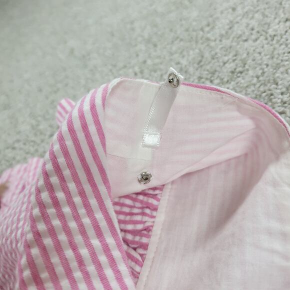 Lilly Pulitzer Adeline Dress Womens 2 Pink White Stripe Seersucker Mini Ruffles - Picture 10 of 12